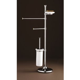 PIANTANA PORTA ASCIUGAMANI PORTASAPONE PORTAROTOLO CON SCOPINO CROMO E CERAMICA BIANCO SERIE AREA CAPANNOLI