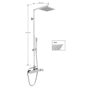 KIT COLONNA DOCCIA QUADRATA CON DEVIATORE,SOFFIONE QUADRATO INOX mm 300x300,MISCELATORE QUADRATO,FLESSIBILE cm 150 E DOCCETTA QUADRATA IN ABS. FINITURA CROMATA - 13099/30