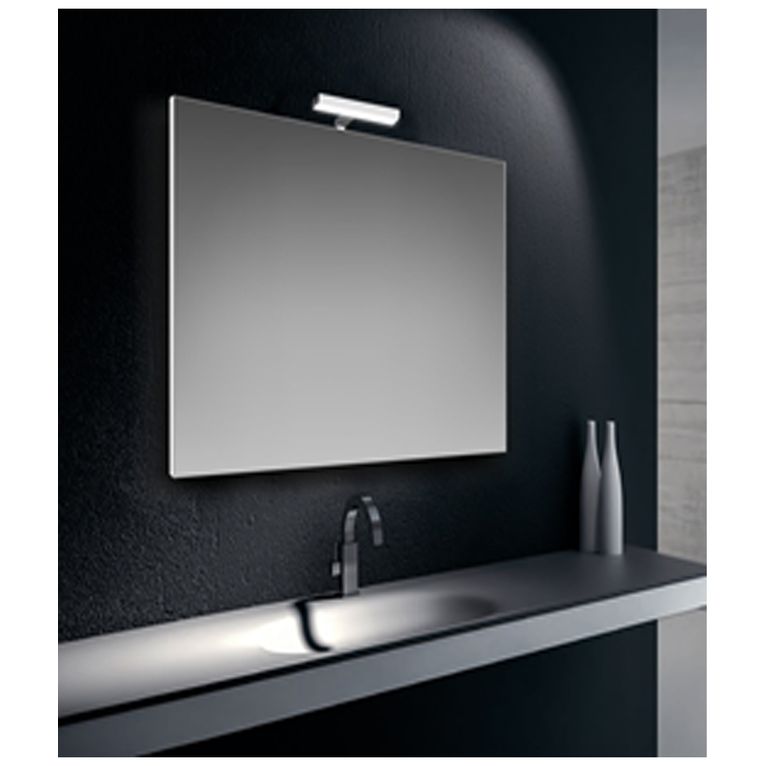 specchiera filo lucido 60x90 cm reversibile con telaio perimetrale a filo specchio e lampada led cromata