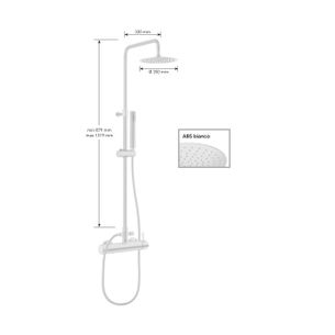 KIT COLONNA DOCCIA CILINDRICA CON DEVIATORE, SOFFIONE ABS DIAMETRO mm 250, MISCELATORE CILINDRICO,FLESSIBILE cm 150 E DOCCETTA CILINDRICA IN ABS BIANCO OPACO MINIMAL MN1379/25