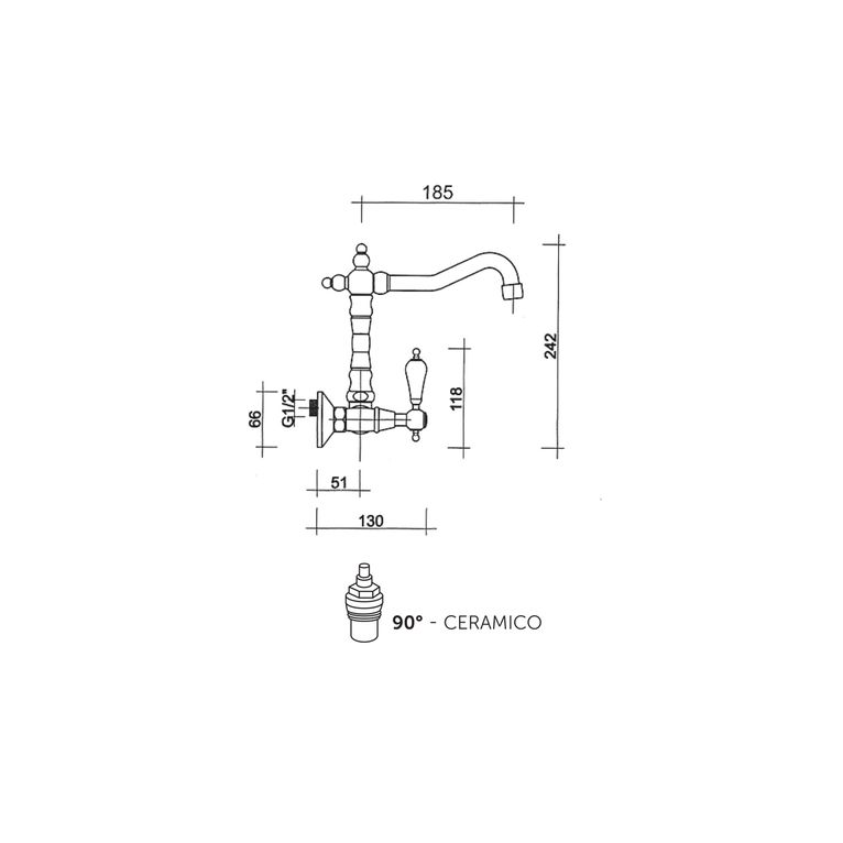 gruppo lavello a parete, bocca antica king kn60 ba