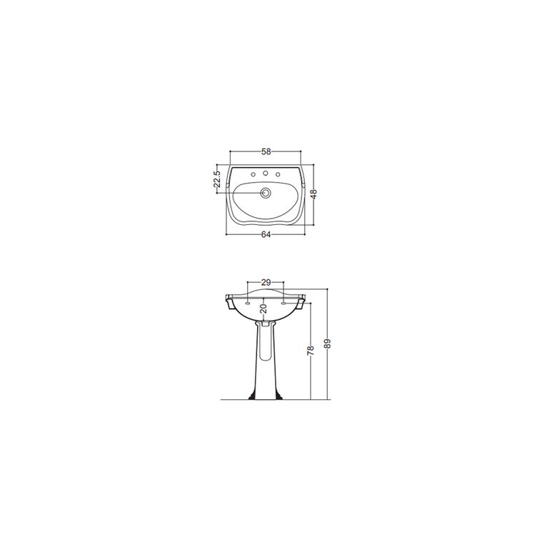 lavabo a colonna e sospeso 64x48 axa - contea