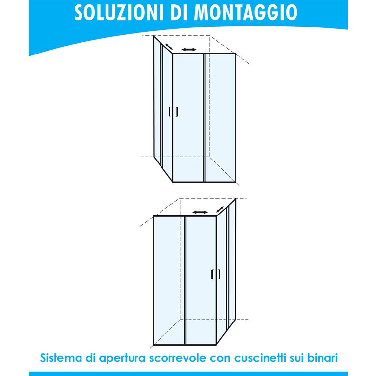 box doccia angolare porta scorrevole 90x90 cm trasparente altezza 180 cm