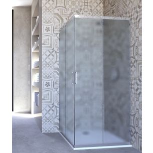 BOX DOCCIA 95X80 CM ANGOLARE PORTA SCORREVOLE OPACO ALTEZZA 180 CM