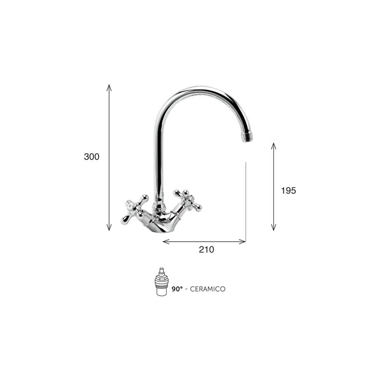miscelatore monoforo cucina, canna alta kiss ks70 cao