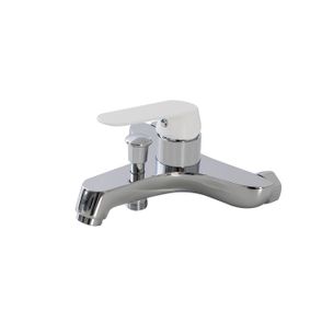 MISCELATORE VASCA CROMATO CON LEVA BIANCO OPACO COMPLETO DI KIT DOCCIA, FLESSIBILE, SUPPORTO E MULTIGETTO SERIE DREAM