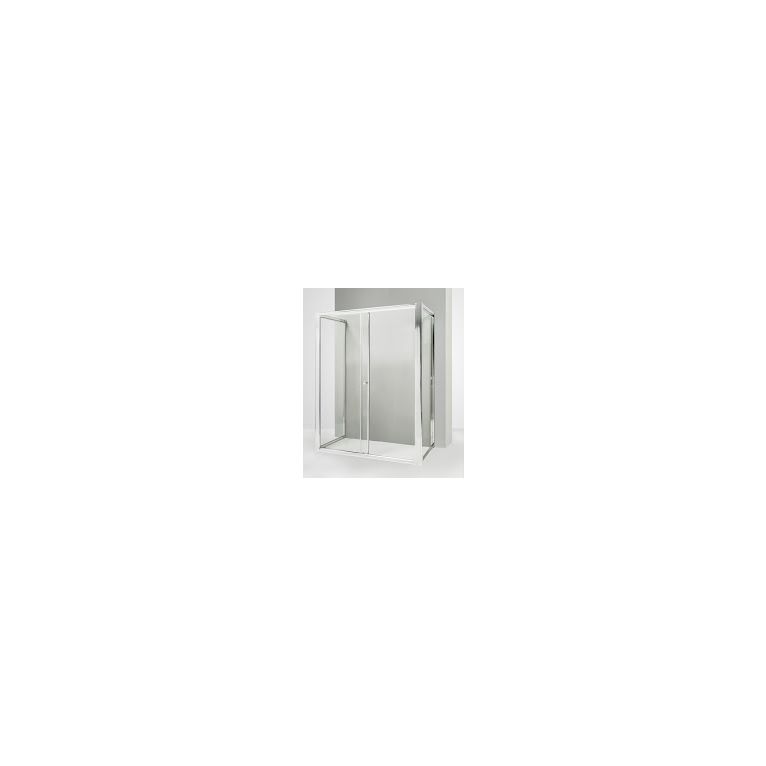 box doccia 3 lati con 2 ante fisse e porta scorrevole 60x115x60 cm trasparente 