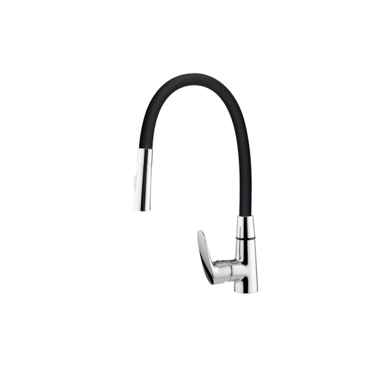 miscelatore monocomando cucina con canna snodata nera con doccetta a 2 getti am719.5/11c