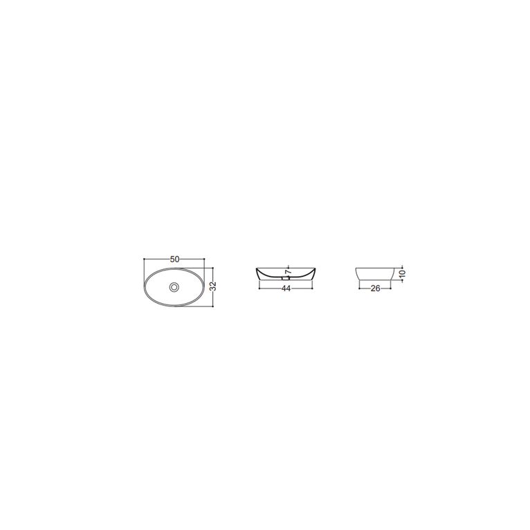 lavabo d'appoggio o sottopiano tondo senza piano rubinetteria 50x32 axa - h10