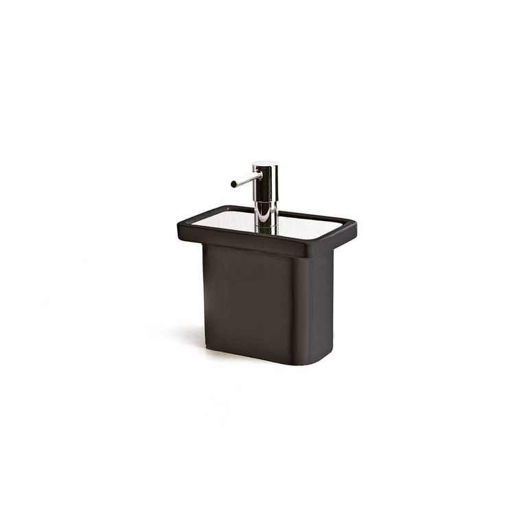 dosasapone da appoggio acciaio satinato cromo e ceramica nero serie cut capannoli