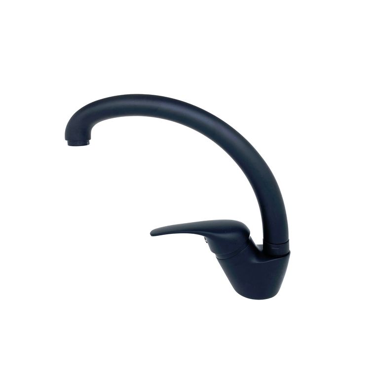 miscelatore lavello laterale nero opaco con canna girevole completo di flessibili serie alice