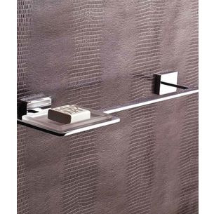 PORTA ASCIUGAMANI CON PORTASAPONE CROMO E VETRO SATINATO SERIE FLAT CAPANNOLI  