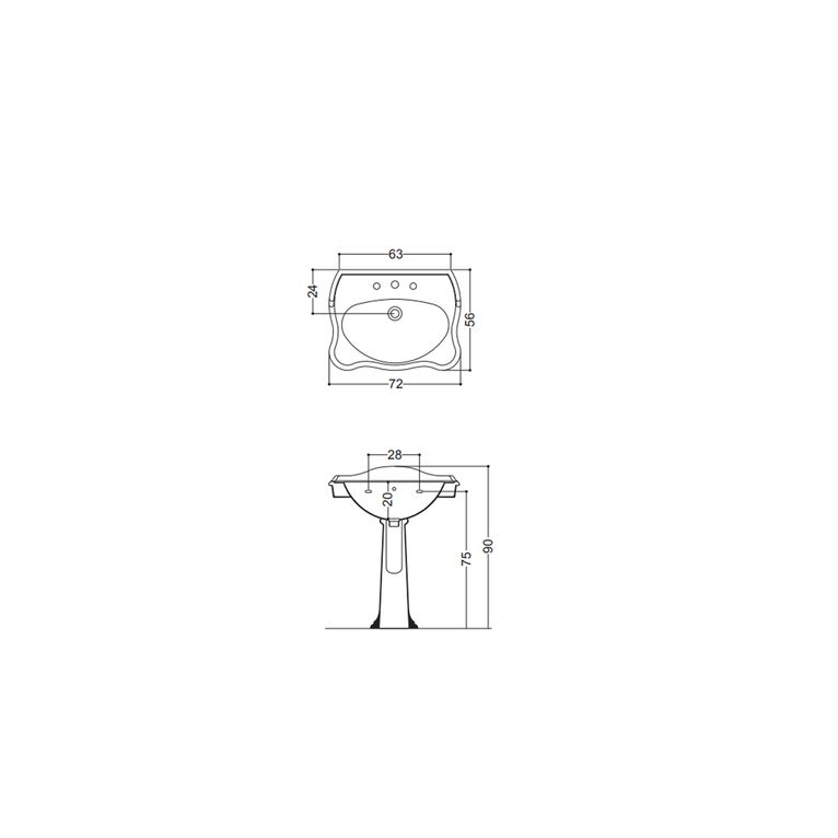 lavabo a colonna e sospeso 72x56 axa - contea