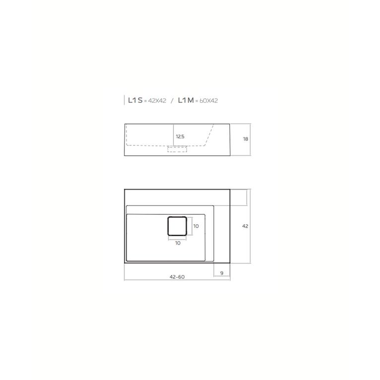 lavabo d'appoggio in luxolid 60x42 cm - l1m