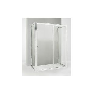 BOX DOCCIA 3 LATI CON 2 ANTE FISSE E PORTA SCORREVOLE 60X115X60 CM TRASPARENTE 