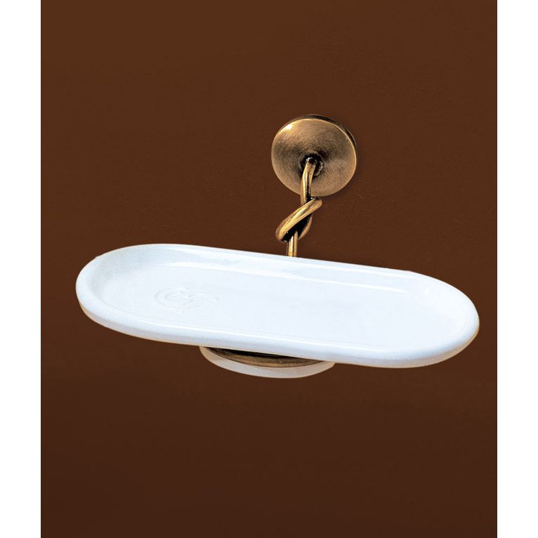 portasapone doppio bronzo e ceramica bianco serie retro' capannoli 