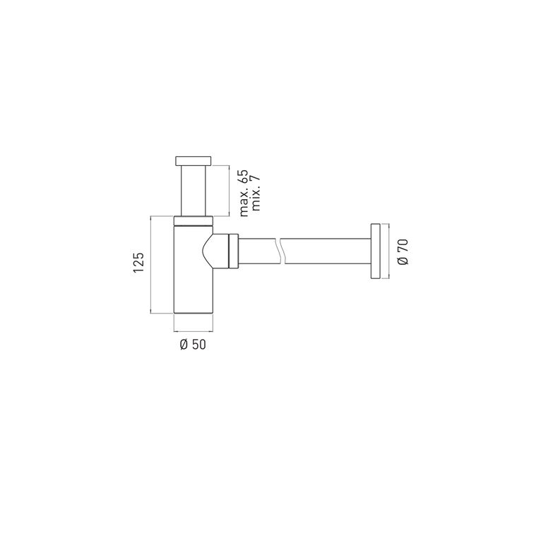 sifone da arredo in ottone tondo nero opaco minimal mn1290