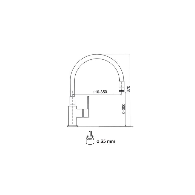 miscelatore monocomando cucina canna snodata grigia con doccetta a due getti co119.5/11