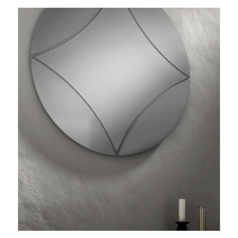 specchio con decori incisi rotondo 80 cm art 1057-c serie la progetto