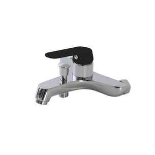 MISCELATORE VASCA CROMATO CON LEVA NERO OPACO COMPLETO DI KIT DOCCIA, FLESSIBILE, SUPPORTO E MULTIGETTO SERIE DREAM