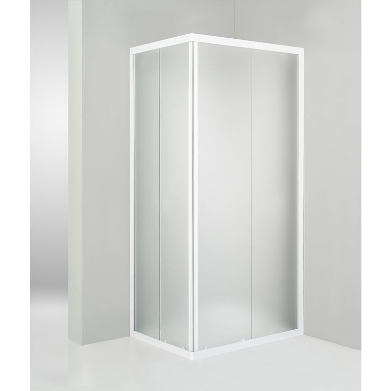 box doccia angolare porta scorrevole 60x80 cm opaco bianco