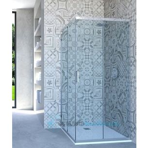 BOX DOCCIA ANGOLARE PORTA SCORREVOLE 105X110 CM TRASPARENTE