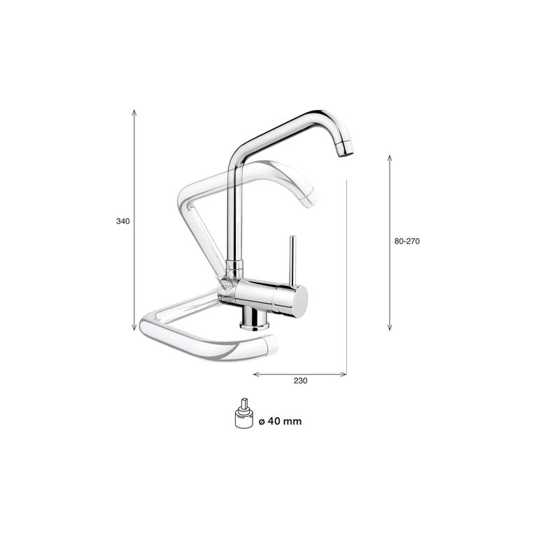 miscelatore monocomando cucina ribaltabile per sottofinestra saturno sa70 sf