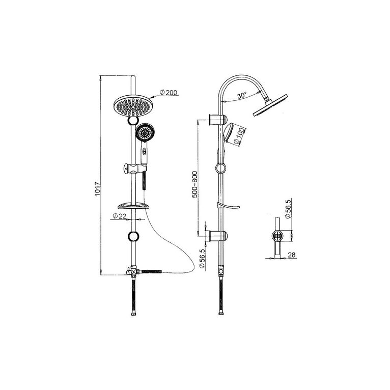 colonna doccia regolabile con soffione p3