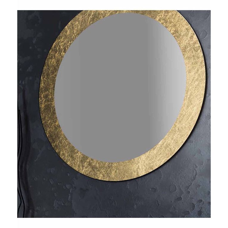 specchio con cornice in foglia oro rotondo 70 cm art 1065-a serie la progetto