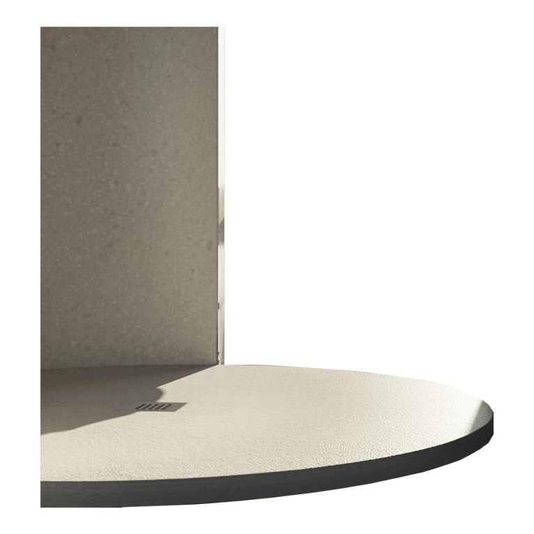 piatto doccia circolare texturizzato effetto ardesia in marmo-resina ø 80 - rocky classic easy
