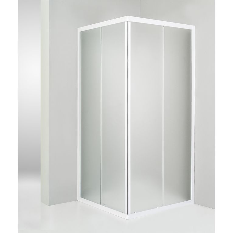 box doccia angolare porta scorrevole 90x90 cm opaco bianco