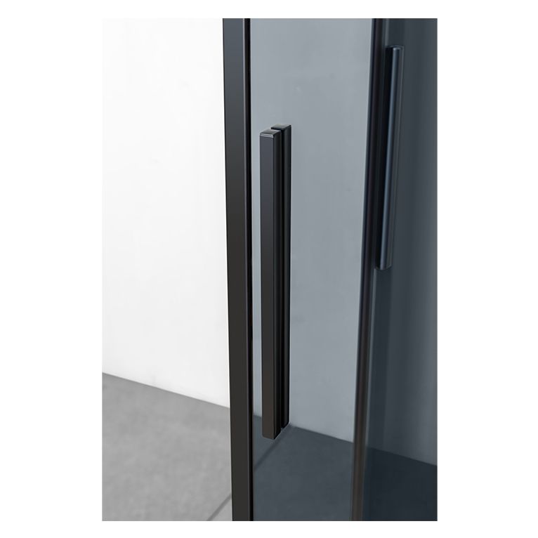 box doccia angolare porta scorrevole 65x90 cm fume' serie dark