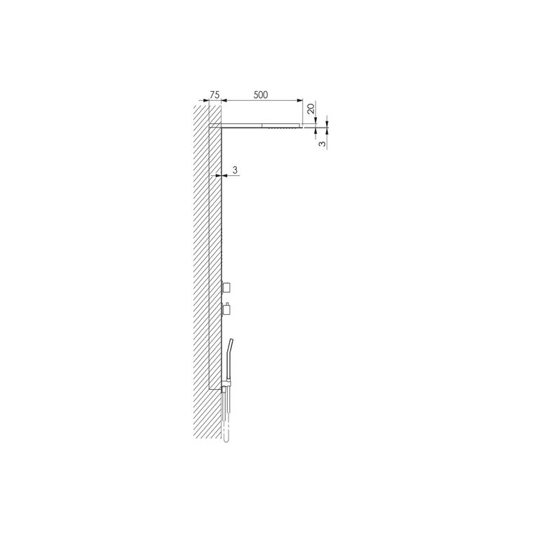 colonna doccia incasso in acciaio inox lucido con soffione a pioggia e soffioni laterali. dotata di termostatico,deviatore,flessibile e doccetta - 4003 inox lucido