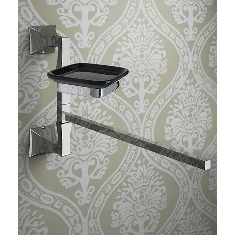 porta asciugamani con portasapone cromo e ceramica nero serie gotica capannoli