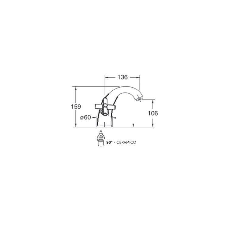 miscelatore monoforo monoblocco per lavabo sirio si 25 bf