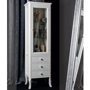 VETRINETTA ALTA 1 ANTA E 3 CASSETTI IN LEGNO LACCATO BIANCO MATT AXA - CONTEA