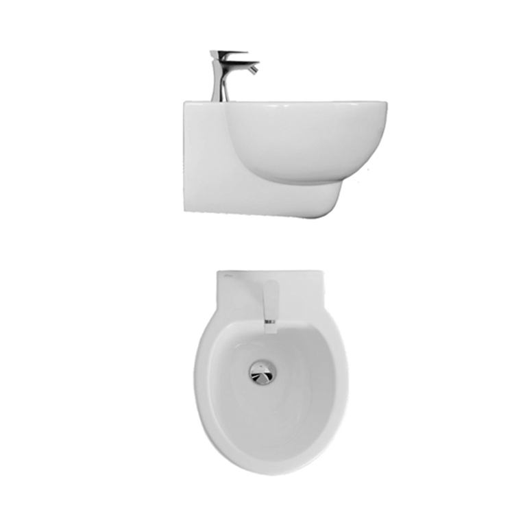 coppia sanitari sospeso senza brida con coprivaso soft-close serie soft althea