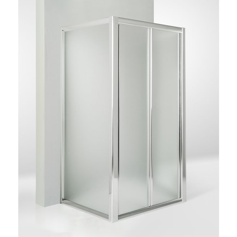 box doccia 85x80x85 cm 3 lati con 2 ante fisse e porta a soffietto opaco