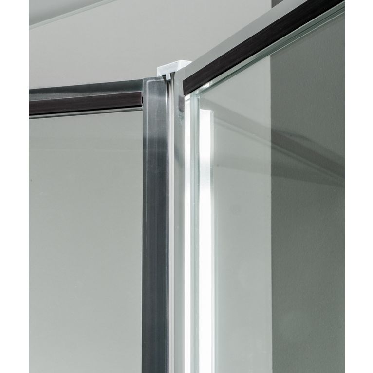 box doccia 100x100x100 cm 3 lati con 2 ante fisse e porta a soffietto trasparente