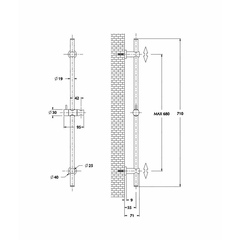 saliscendi arte sl8a45503cr  in ottone completo di doccia artist e flessibile serie sphera