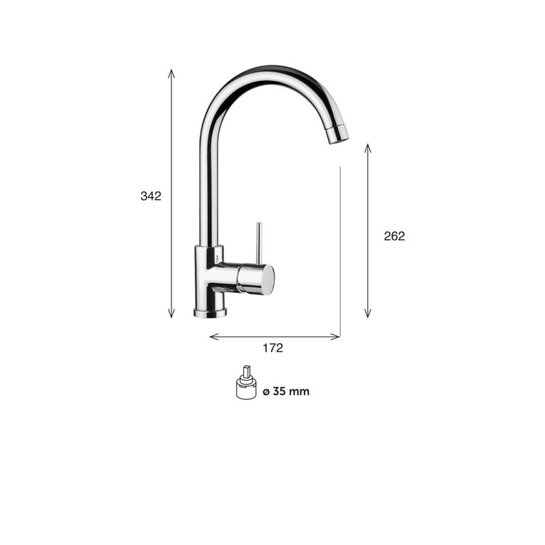 miscelatore monocomando cucina canna alta saturno sa70 cao