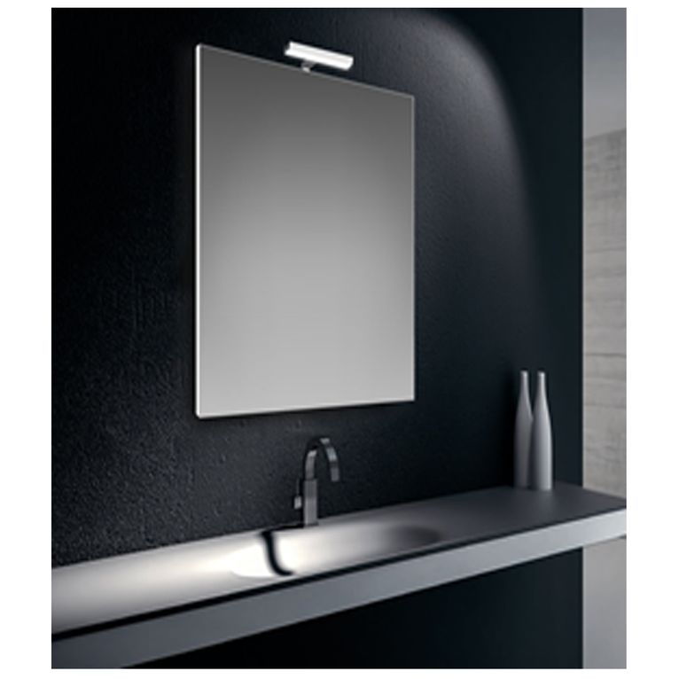 specchiera filo lucido 80x60 cm reversibile con telaio perimetrale a filo specchio e lampada led cromata