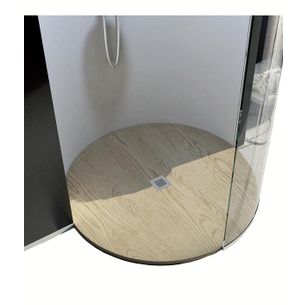 PIATTO DOCCIA CIRCOLARE TEXTURIZZATO IN MARMO-RESINA Ø 80 - ROCKY WOOD