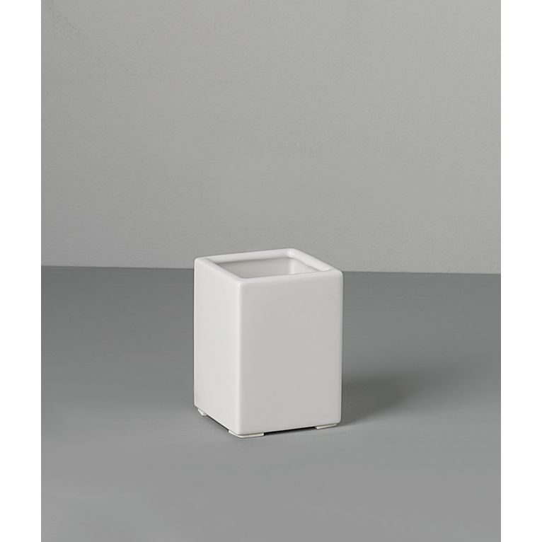 porta spazzolini ceramica bianco 7,6 cm serie tube-cube capannoli