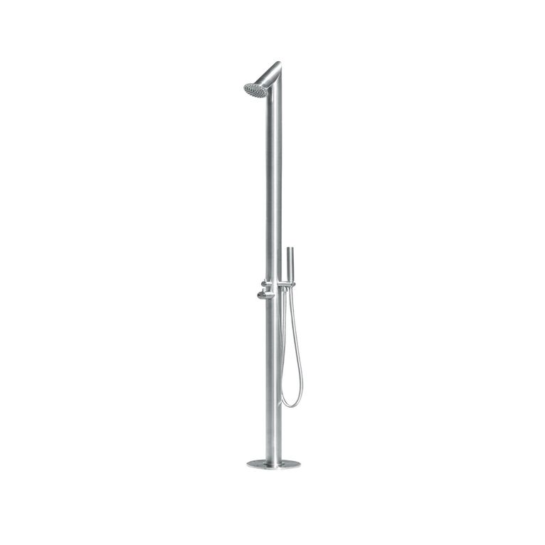 set colonna da esterno in acciaio inox spazzolato 316 l, con miscelatore e deviatore incorporati - 4010 inox 316 l