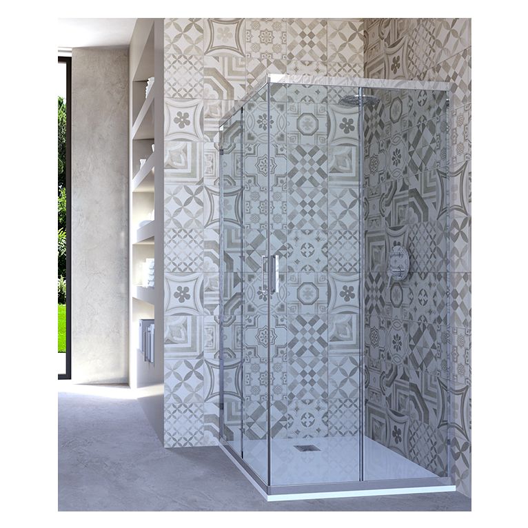 box doccia angolare porta scorrevole 85x85 cm trasparente