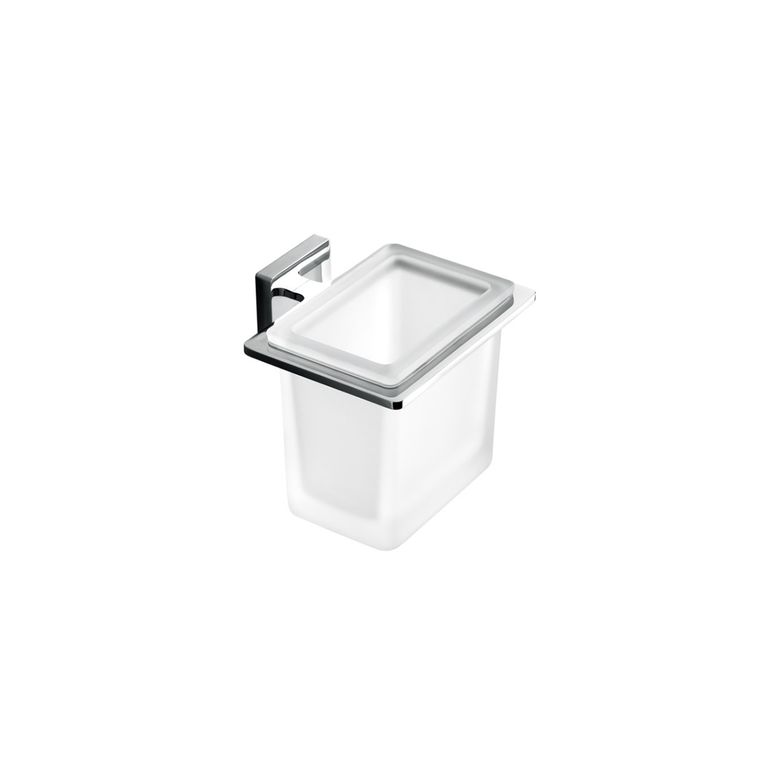 porta spazzolini adesivo cromo e vetro satinato serie flat capannoli 