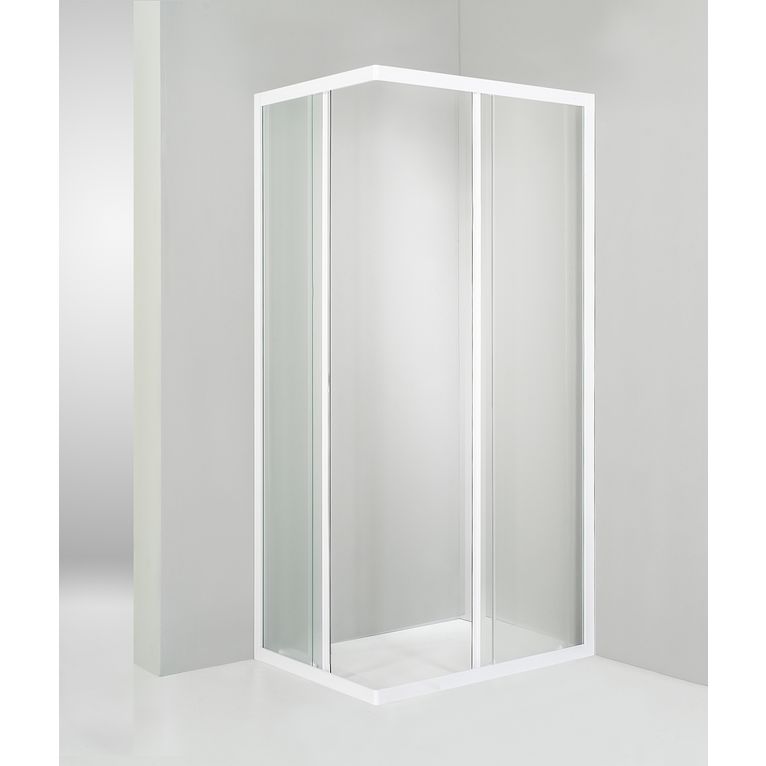 box doccia angolare porta scorrevole 80x100 cm trasparente bianco