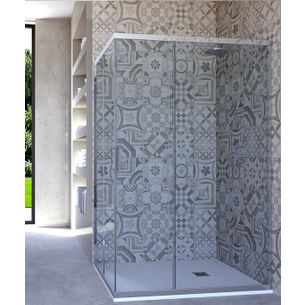 BOX DOCCIA ANGOLARE PORTA SCORREVOLE 70X90 CM TRASPARENTE