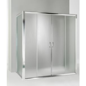 BOX DOCCIA 3 LATI CON 2 ANTE FISSE E PORTA SCORREVOLE 90X170X90 CM OPACO